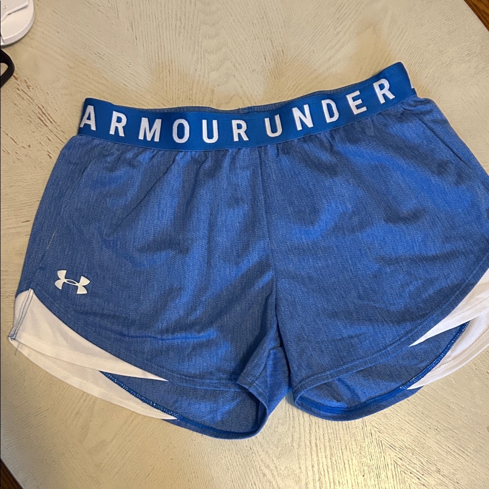 Under Armour Women's Blue and White Athletic Shorts
